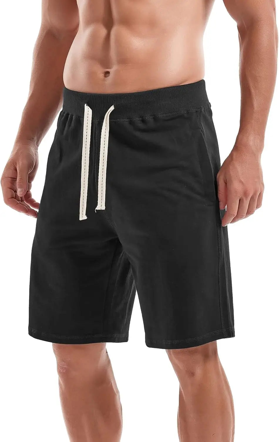 Men's Comfortable Cotton Sweat Shorts with Drawstring for Daily Wear