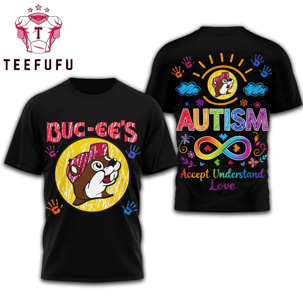 Buc-ee's Autism Accept Understand Love Black T Shirt