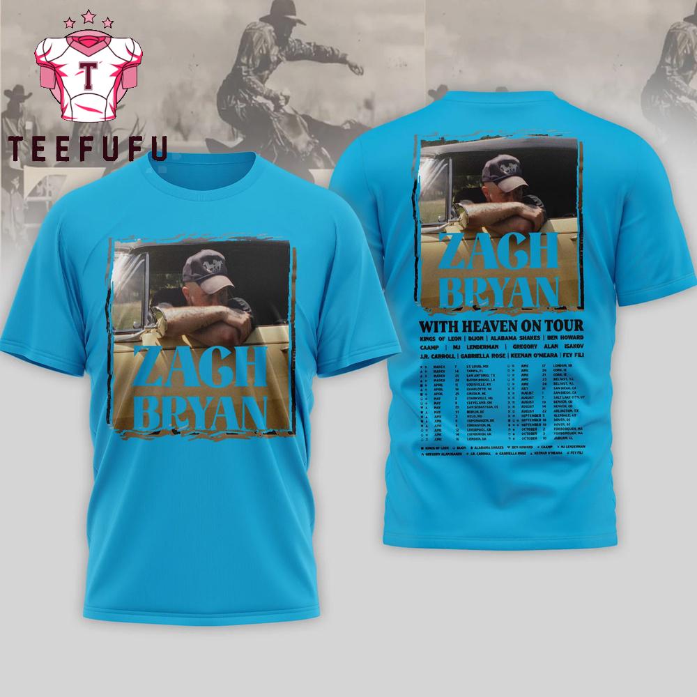 Zach Bryan With Heaven on Tour 2026 Blue T Shirt